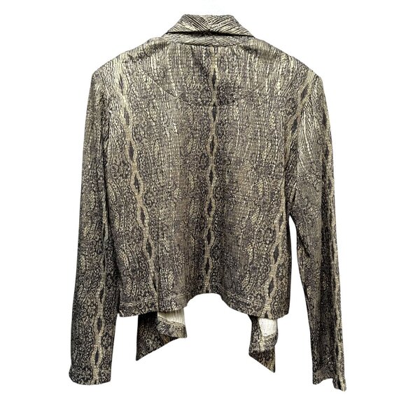 CHICOS Metallic Jacket Medium (Chicos1) Gold Snake Stretch Women Evening Top NWT - Picture 5 of 11